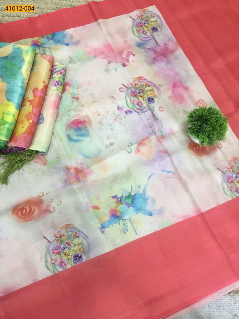 Digital Print Banarasi Soft Silk Saree