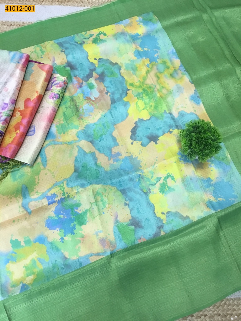 Digital Print Banarasi Soft Silk Saree