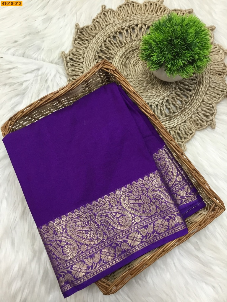 [41018-012] Viscose Crush Crepe Silk Saree