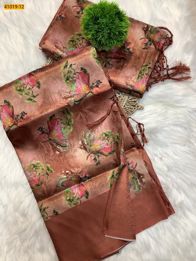 [41019-012] Digital Printed Banarasi Silk Saree (41019-012)