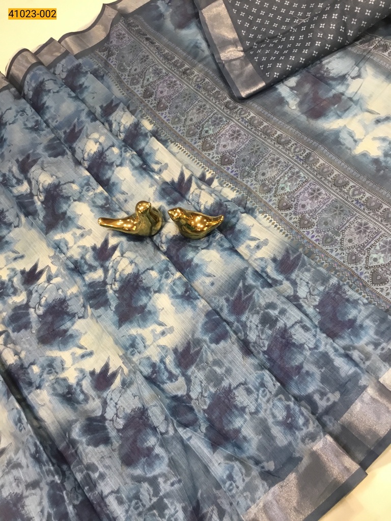 Digital Print Fancy Linen Silk Saree