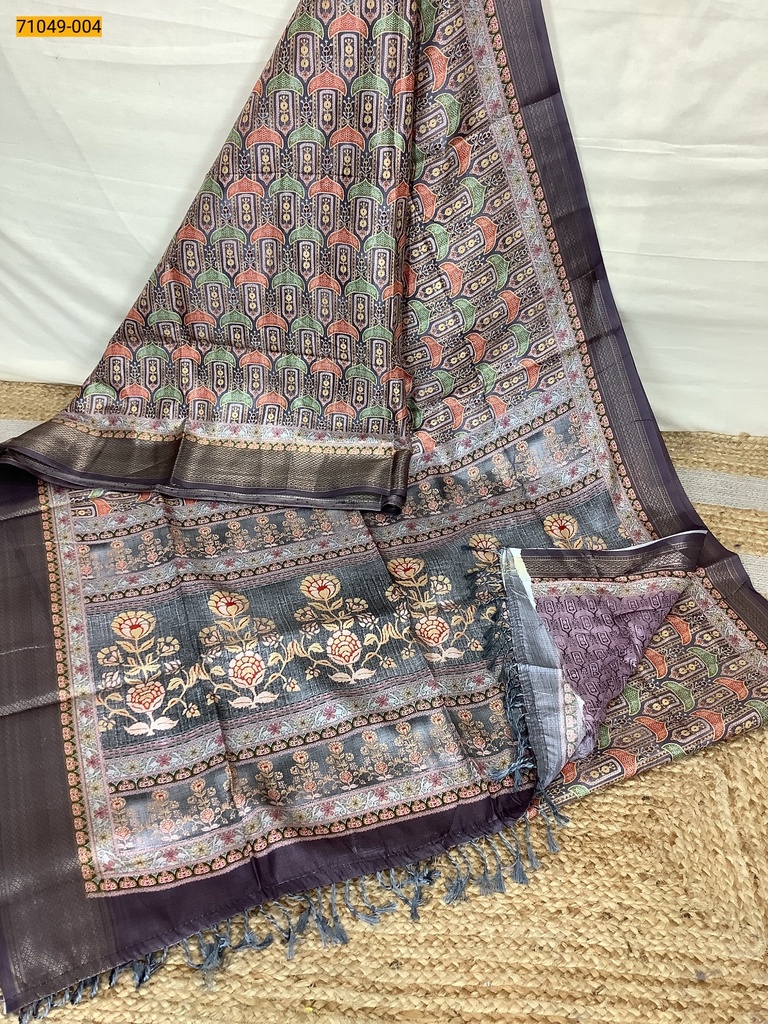 [71049-004] Digital Printed Fancy Linen Silk Saree