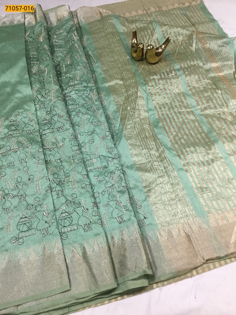 [71057-016] Designer Tussar Silk Embroidered Saree (71057-016)