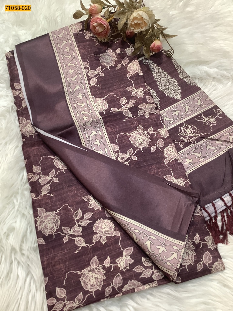 [71058-020] Digital Printed Panghat Fancy Chanderi Silk Saree (71058-020)