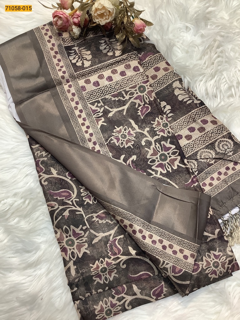 Digital Printed Panghat Fancy Chanderi Silk Saree