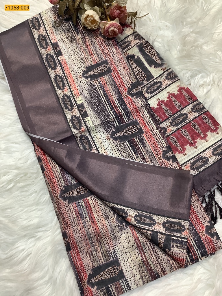 Digital Printed Panghat Fancy Chanderi Silk Saree