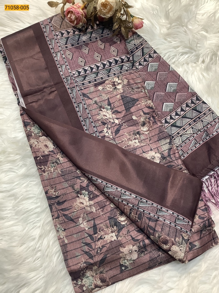 Digital Printed Panghat Fancy Chanderi Silk Saree