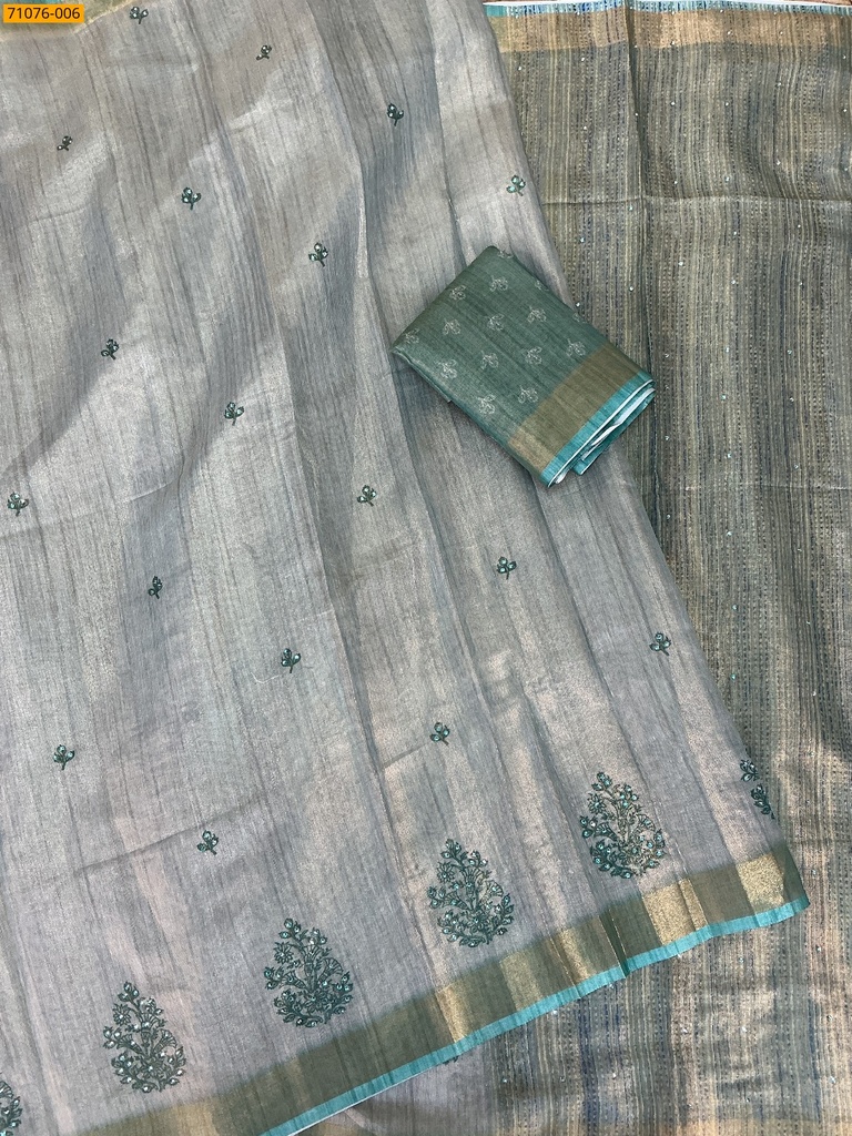 [71076-006] Linen Tissue silk digital printed sarees (71076-006)