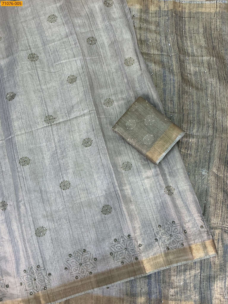 Linen Tissue silk digital printed sarees