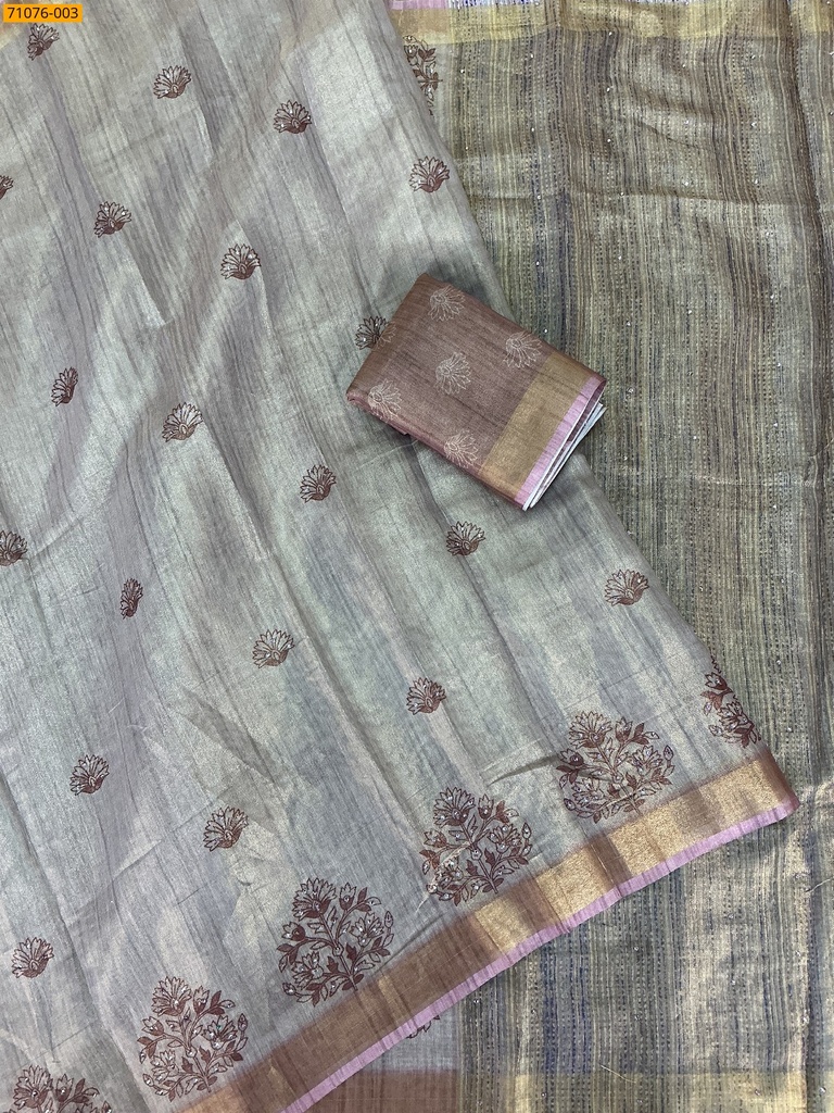 Linen Tissue silk digital printed sarees