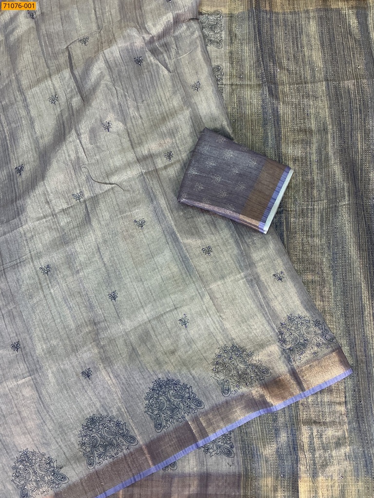 Linen Tissue silk digital printed sarees